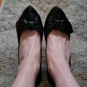 Bought in Paris,, Black, bow leather pumps